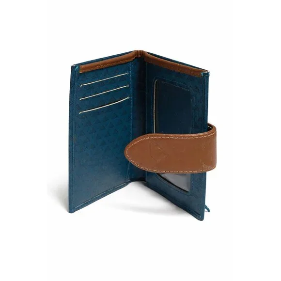 Vintage 1980s Liz Claiborne Accessories Teal Green Leather Trim Bi-Fold Wallet - Picture 2 of 4